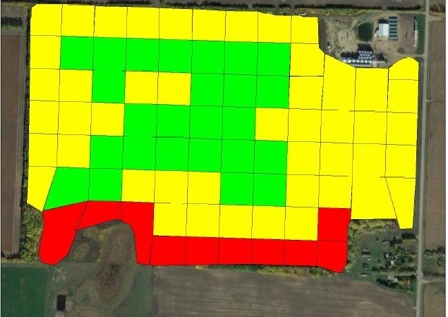 Variable nitrogen rate map from NUE field analysis